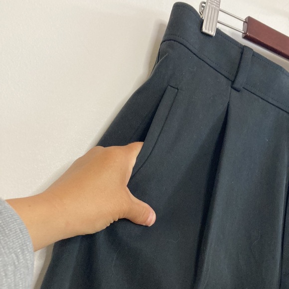 Everlane Black Wide Leg Pants Size 8 Cotton Lyocell High Waist Trousers - Picture 5 of 11